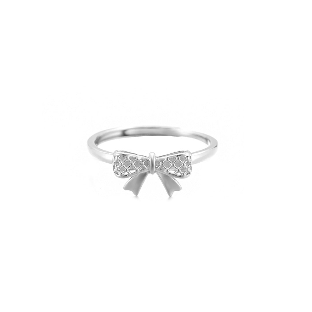 Planderful Everyday Genie S925 Sterling Silver Bow Hollow Ring – Light Luxury for Women