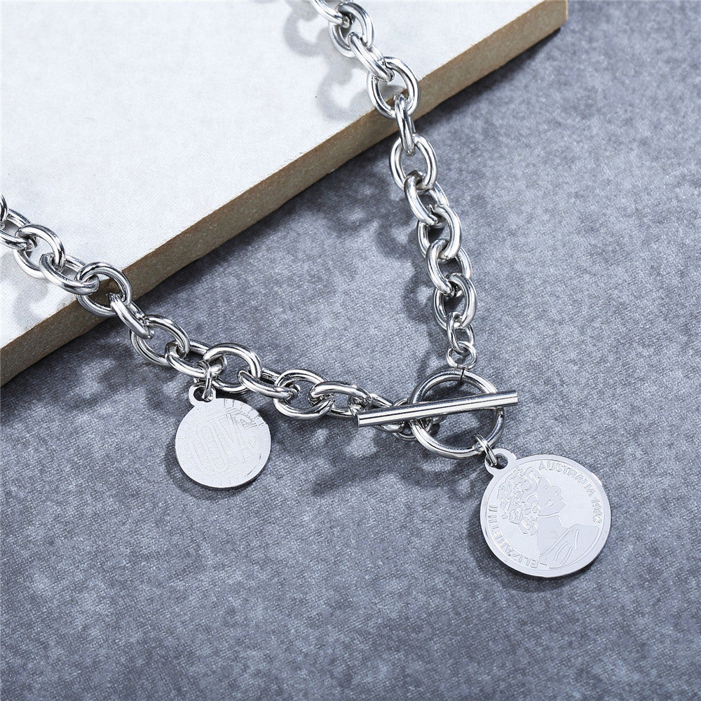 Planderful Titanium Steel Necklace For Women And Men Personalized Portrait Pendant Unisex Minimalist Shield