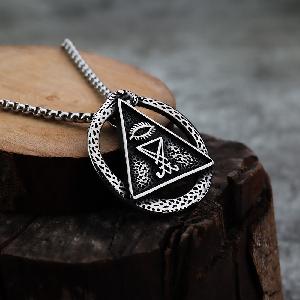 Viking Personality Vintage Freemason Triangle Pyramid Pendant
