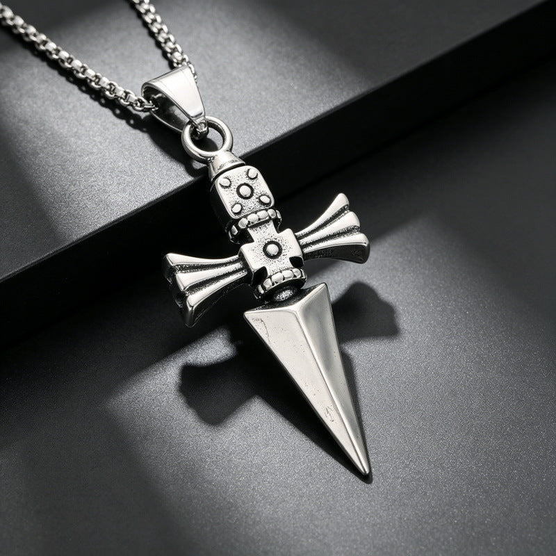 Primitive Tribe Moon Muse Totem Pendant Vintage Gothic Thorns Cross Element Stainless Steel Necklace