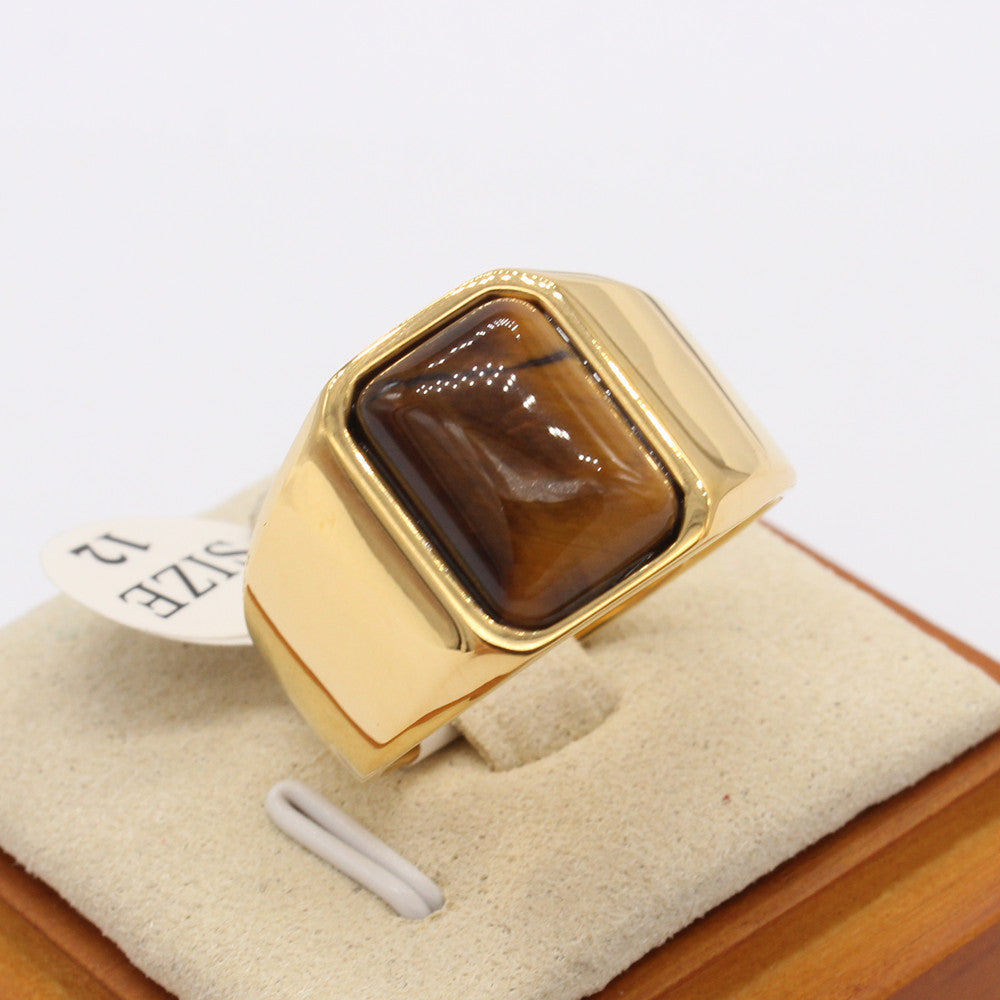 Tiger Eye Ring Titanium Steel Unisex Jewelry For Men And Women Bold Protection Statement Planderful