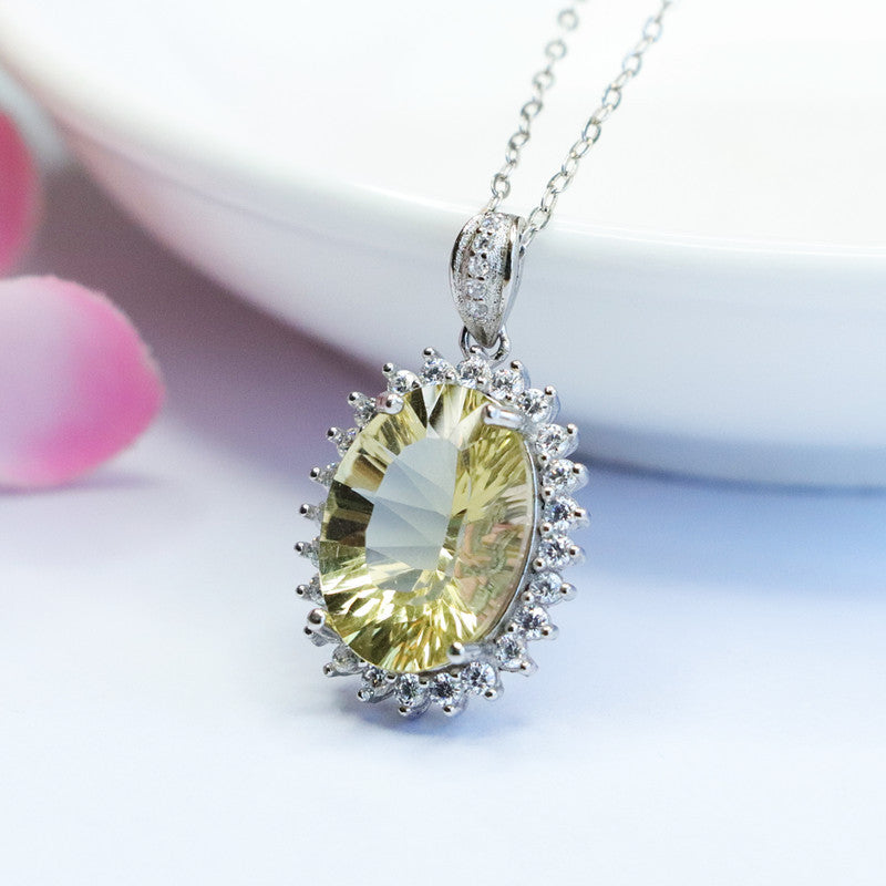 Citrine Silver Pendant — No Chain