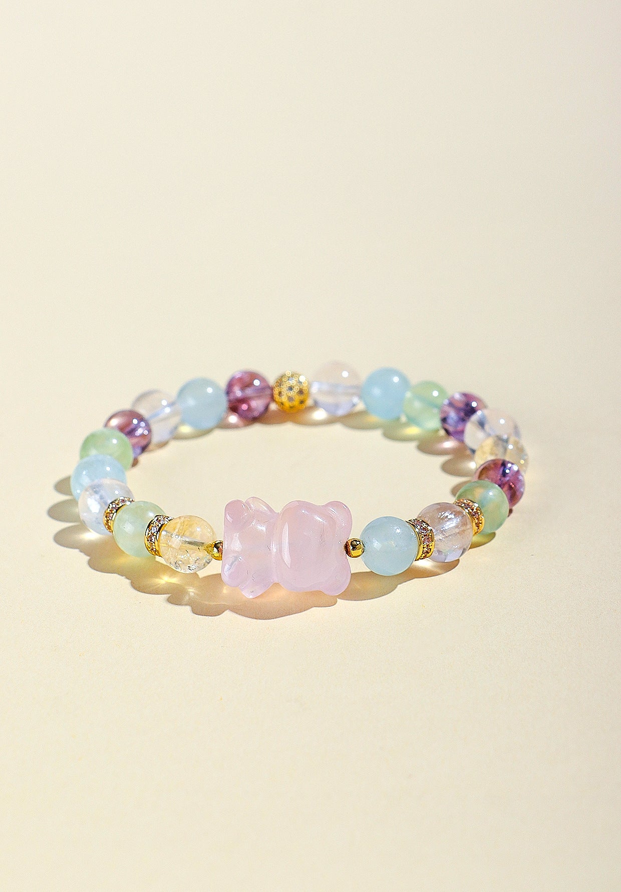 Planderful Duobao Bear Beaded Bracelet – Fresh and Sweet Crystal Elegance
