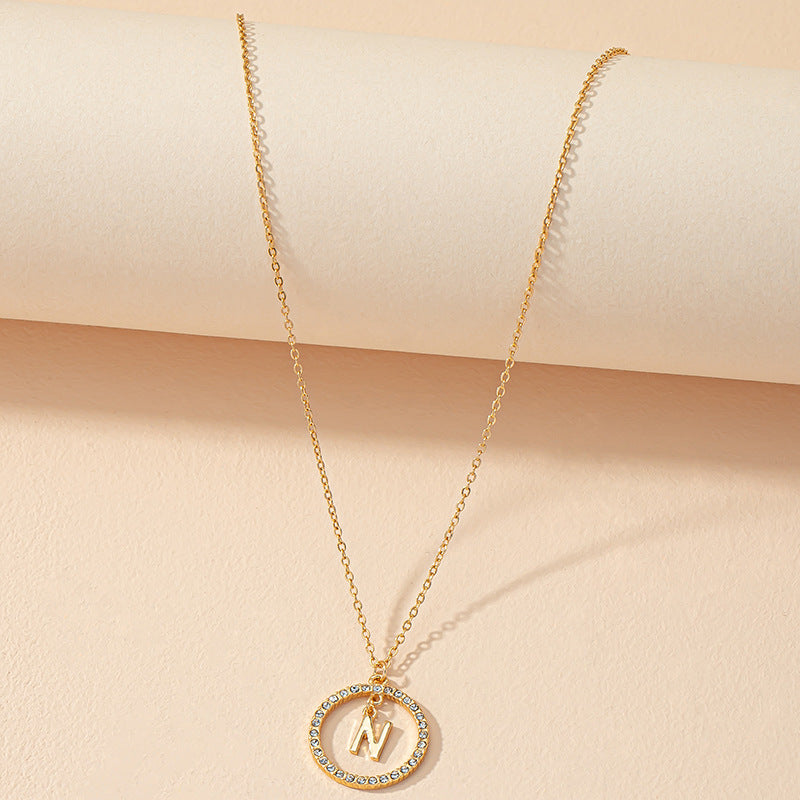 Cross-Border Design Sense Letter Necklace with European Charm