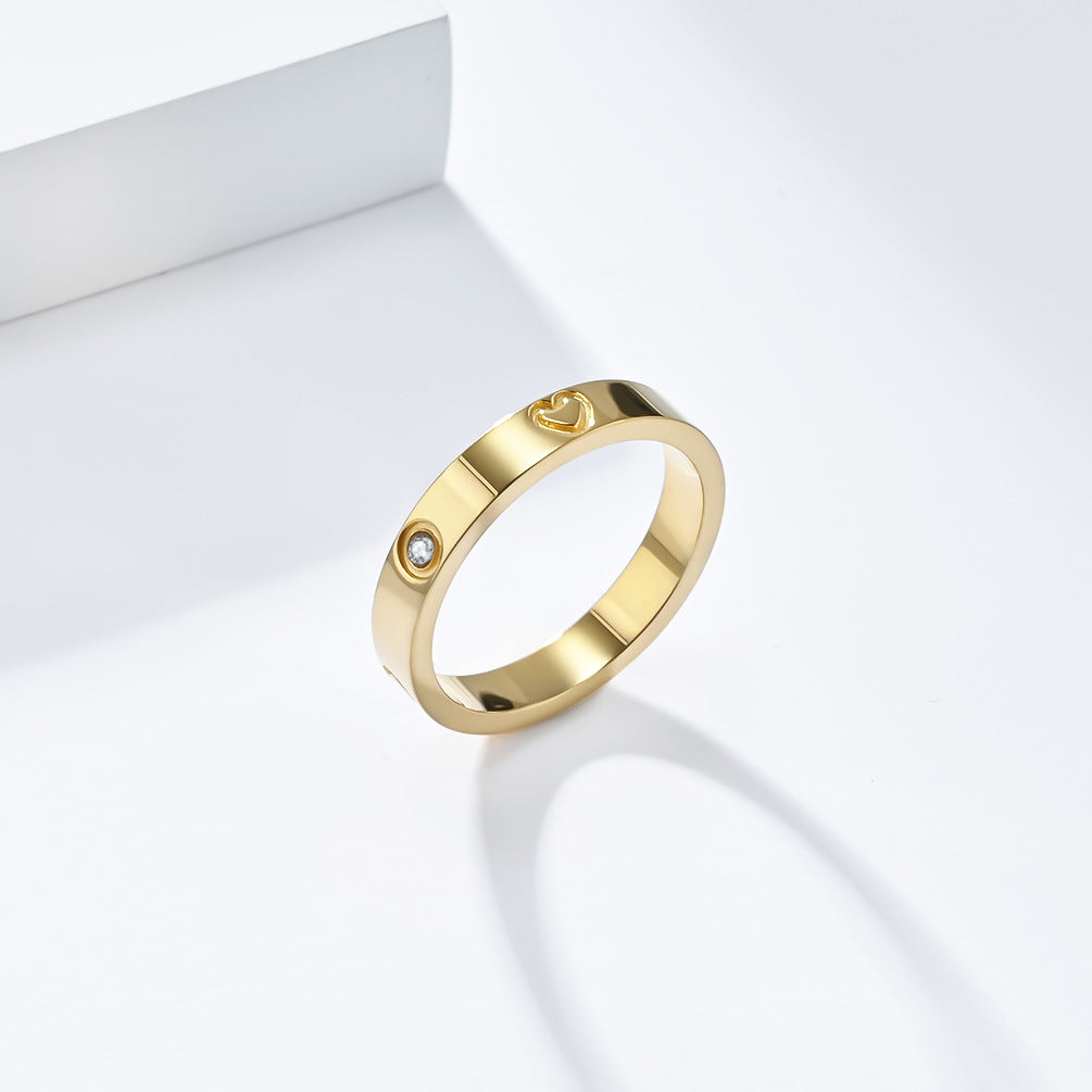 Planderful Zircon Inlaid Gold Plated Titanium Steel Ring For Women Light Luxury High End Jewelry