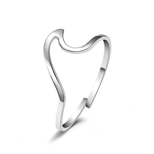 Planderful Adjustable Wave Ring For Women Titanium Steel Plated Geometric Niche Design Elegant Jewelry
