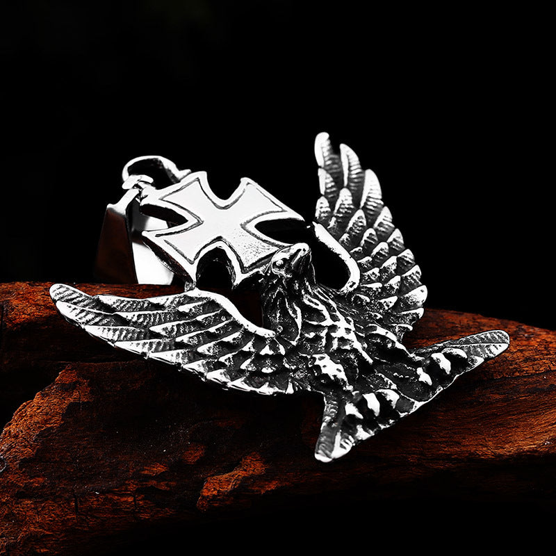 custom vintage-inspired titanium eagle pendant for men