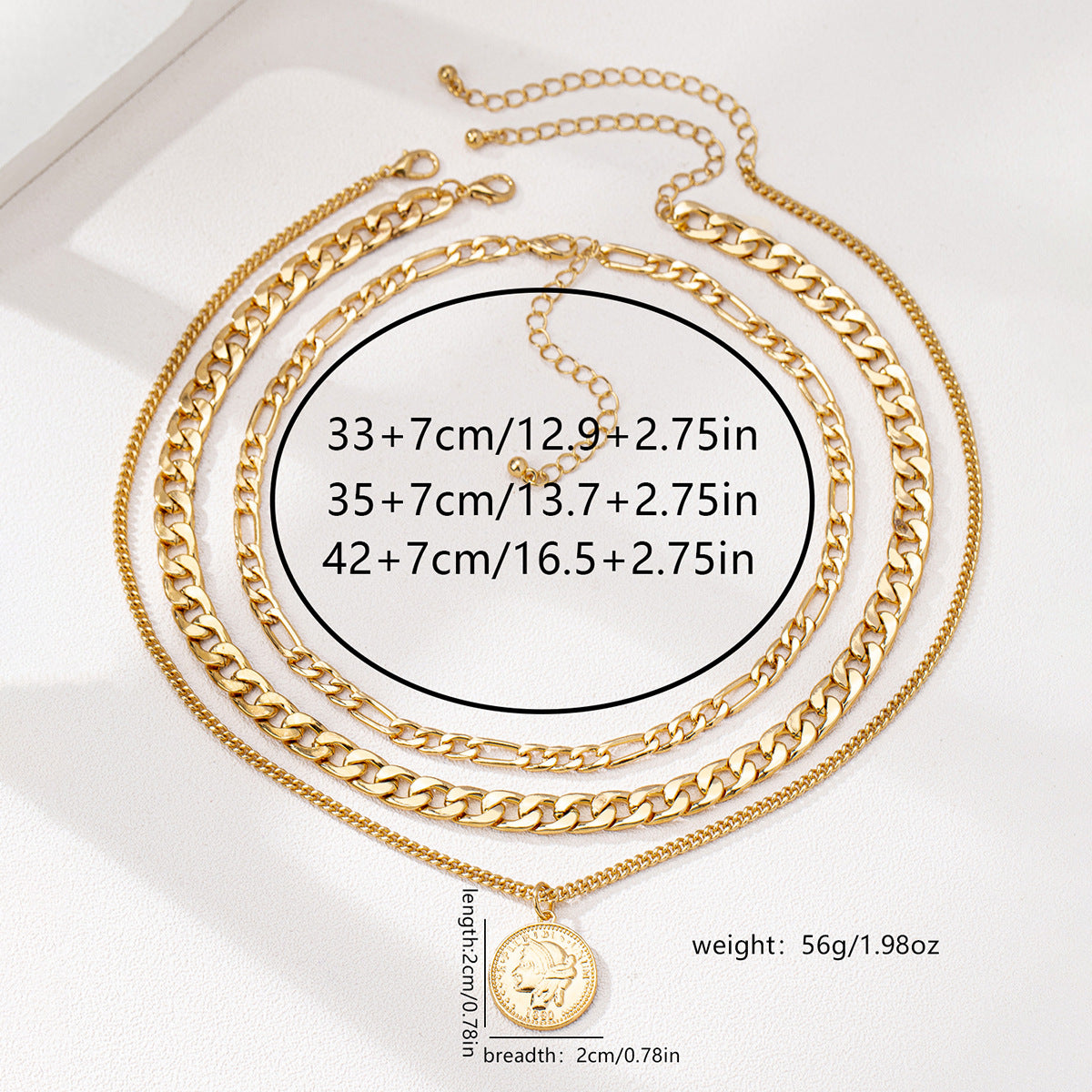 Planderful Vienna Verve Necklace Set – Multi-Layer Stacked Metal Chains