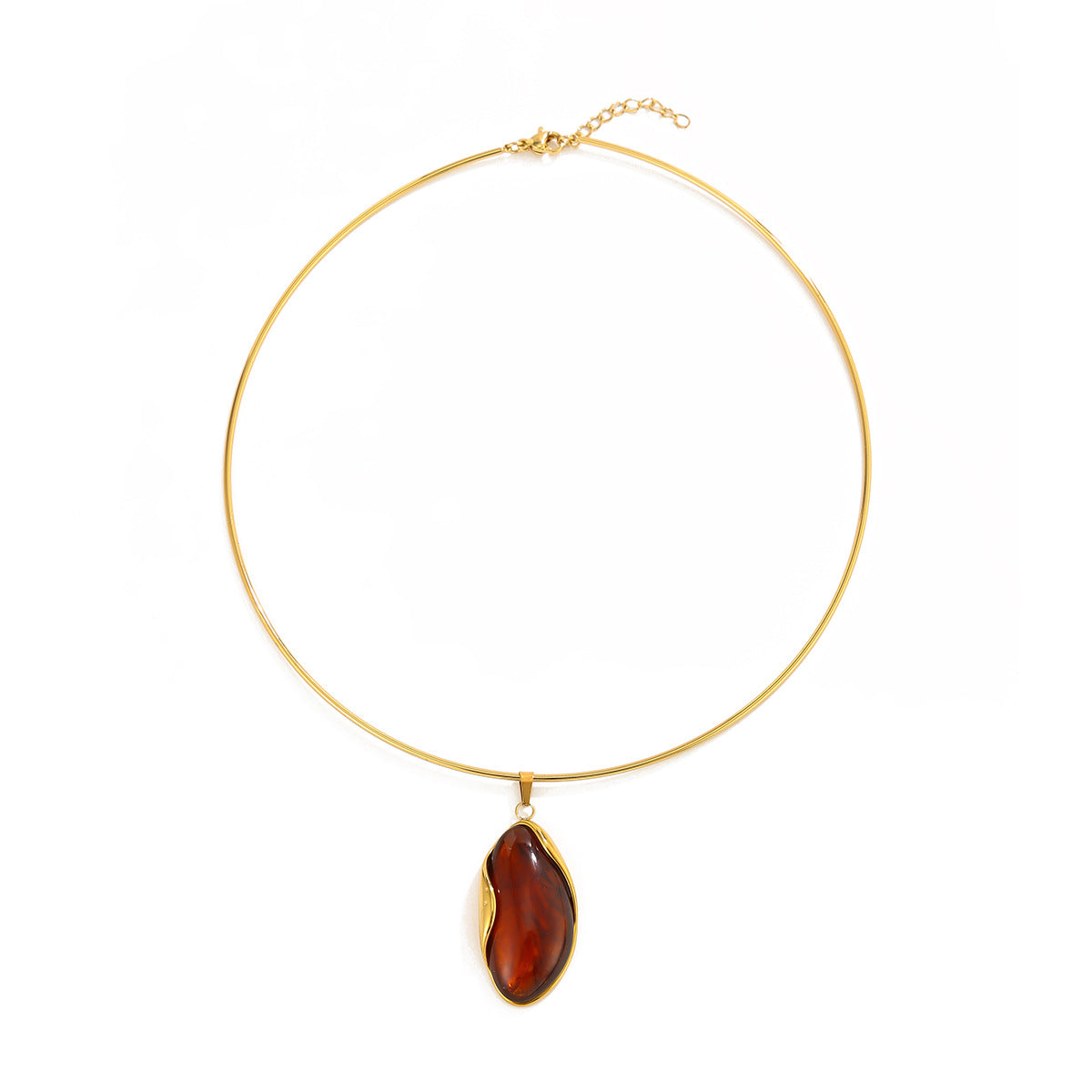 Stainless Steel Short Choker Collar Retro Street Smudged Gem Necklace Necklace