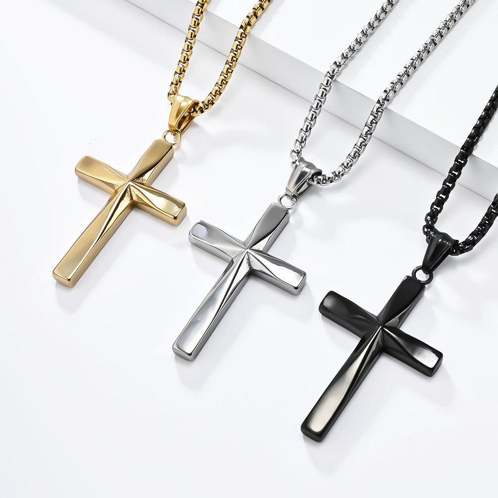 Genderless Simplicity Titanium Steel Cross Necklace for All