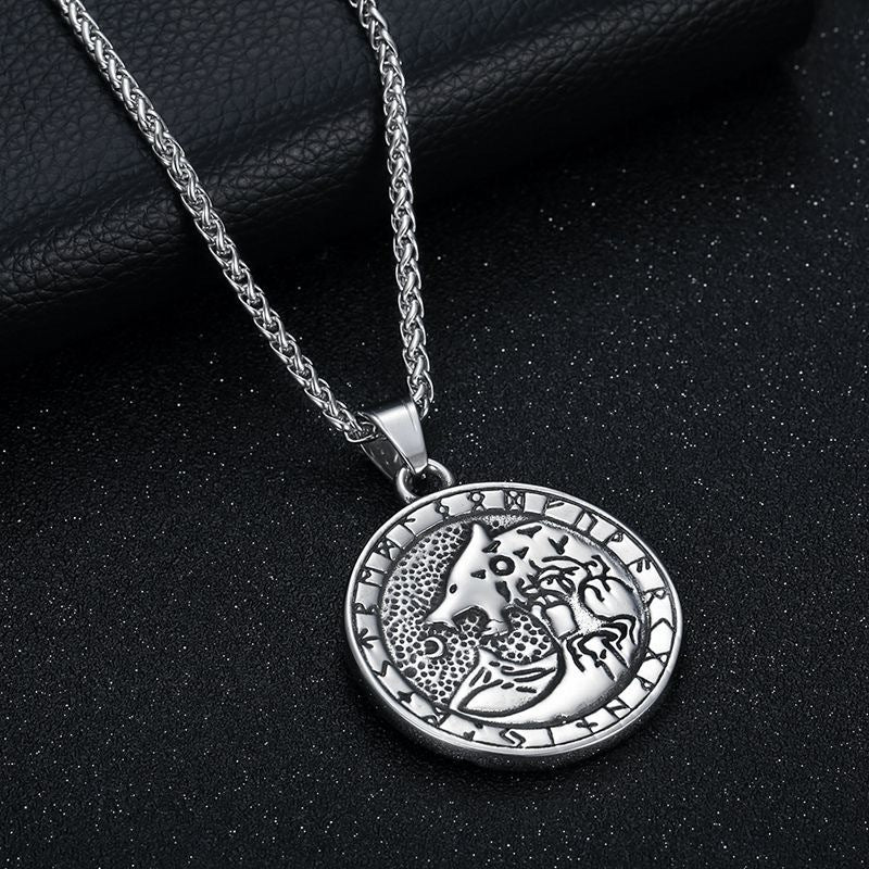 Planderful Viking Rune Pendant Necklace for Men Stainless Steel Durable Nordic Jewelry