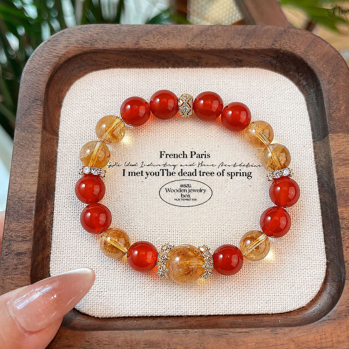 Agate Citrine Crystal Floral Bracelet
