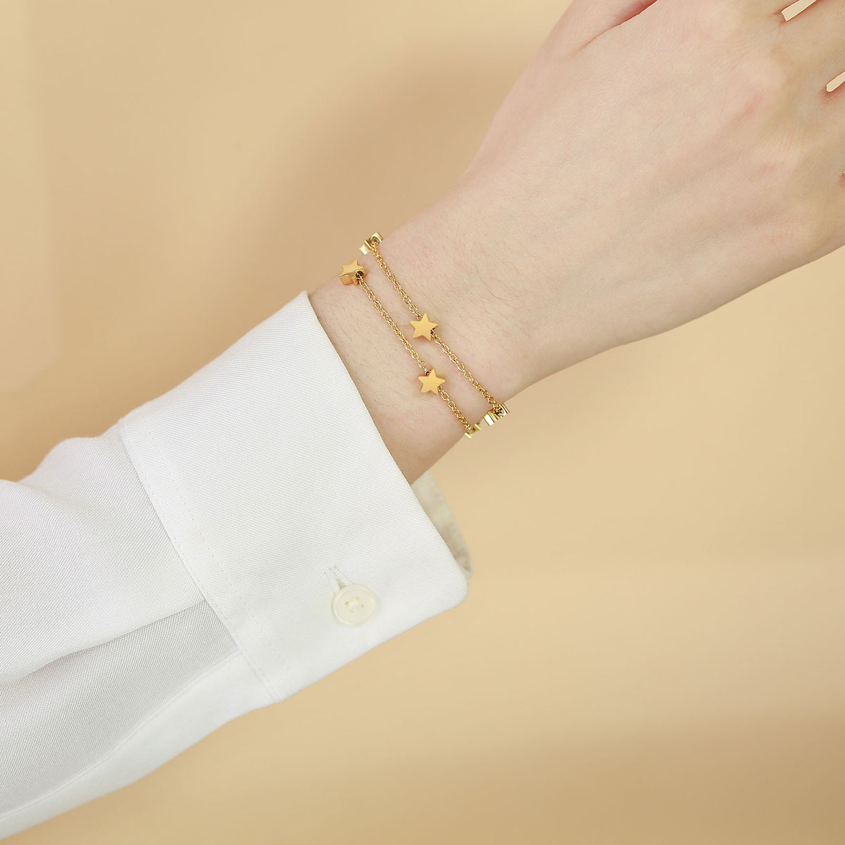 Star Double Layer Gold Stainless Steel Bracelet