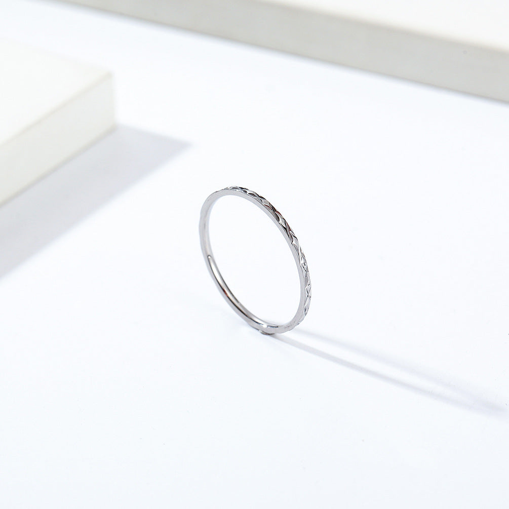 Planderful Titanium Steel Ring For Women 1mm Rhombus Stacked Minimalist Wedding Band Light Luxury Jewelry
