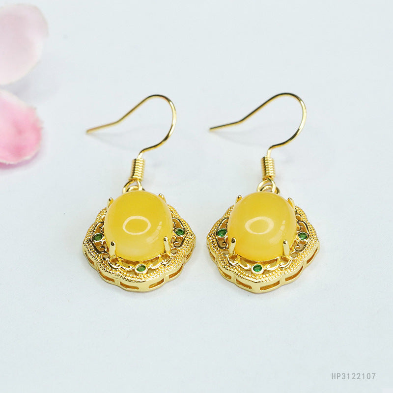 Beeswax Amber Openwork Drop Earrings
