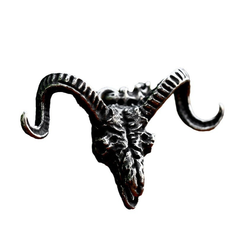 Titanium Steel Vintage Sheep Skull Pendant for Men – Wholesale Retro Jewelry