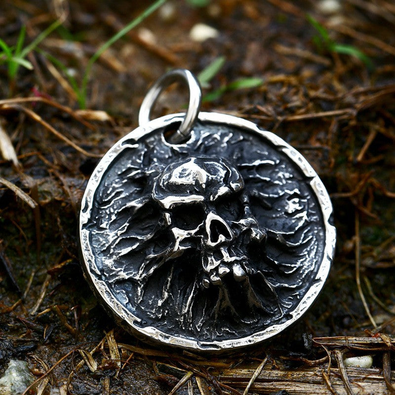 Titanium Steel Punk Skull Pendant for Men - Retro European and American Hip-Hop Style