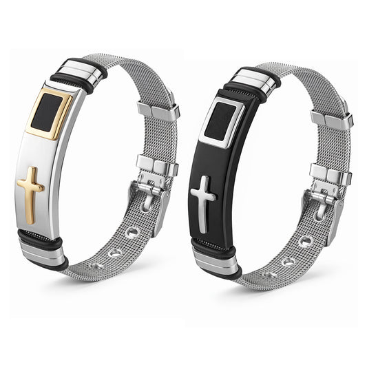 Stainless Steel Cross Bracelet Adjustable Unisex Premium Jewelry By Planderful Everyday Genie For Men And Women