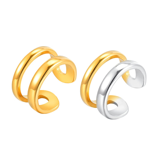 Color Matching Double-Layer Steel Gold Open Ring Stainless Steel