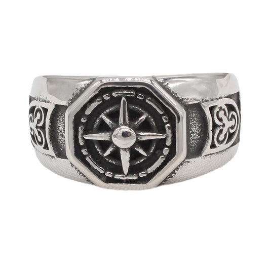 Planderful Everyday Genie Compass Titanium Steel Ring For Men Unisex Protection Statement