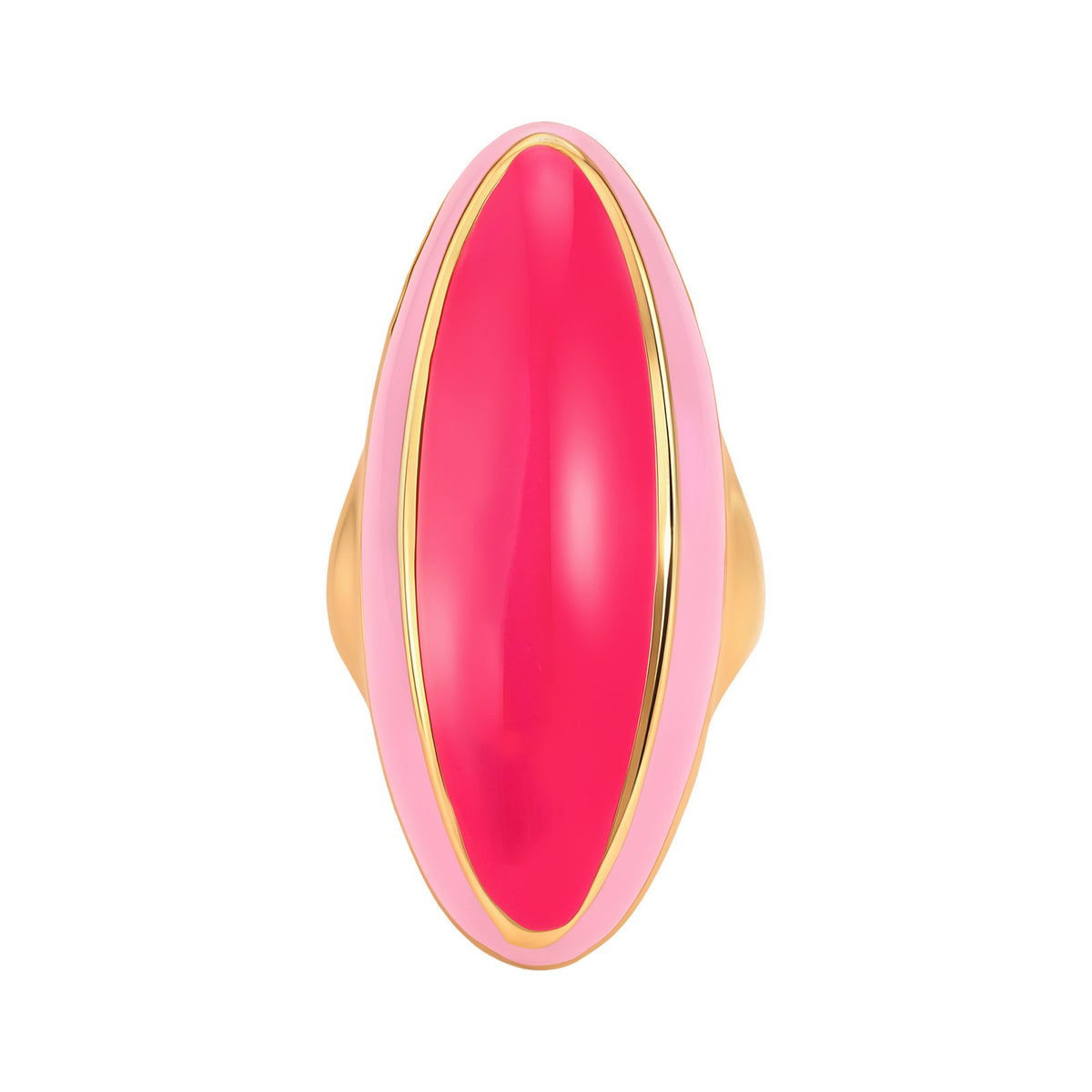 Stainless Steel Gold Rose Powder Drip Glaze Oval Ring