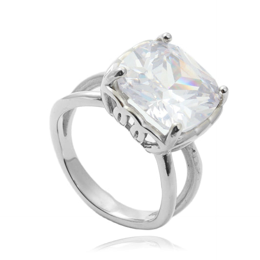 Trendy Retro Punk Zircon Flash Ring in Titanium Steel for Modern Girls