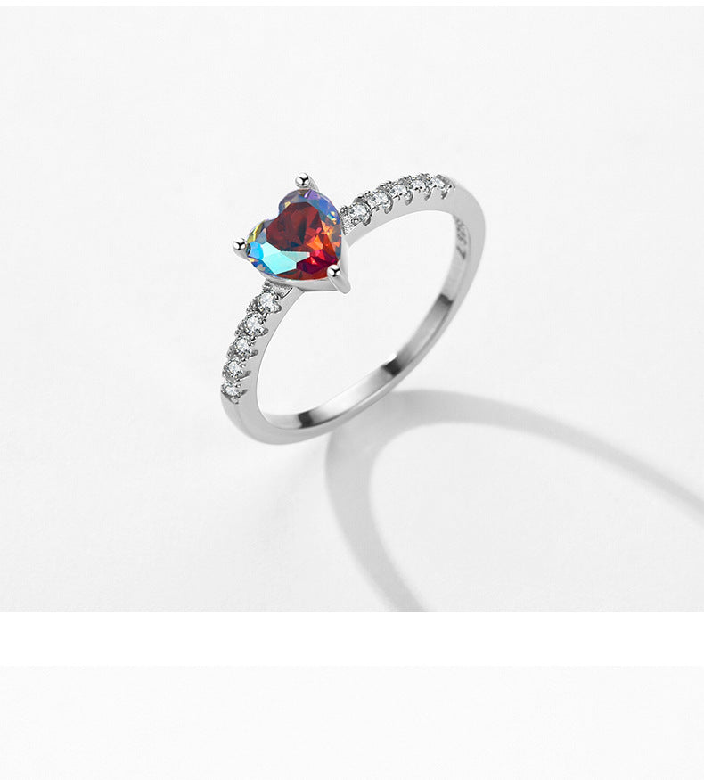 925 Sterling Silver Multicolor Zircon Ring
