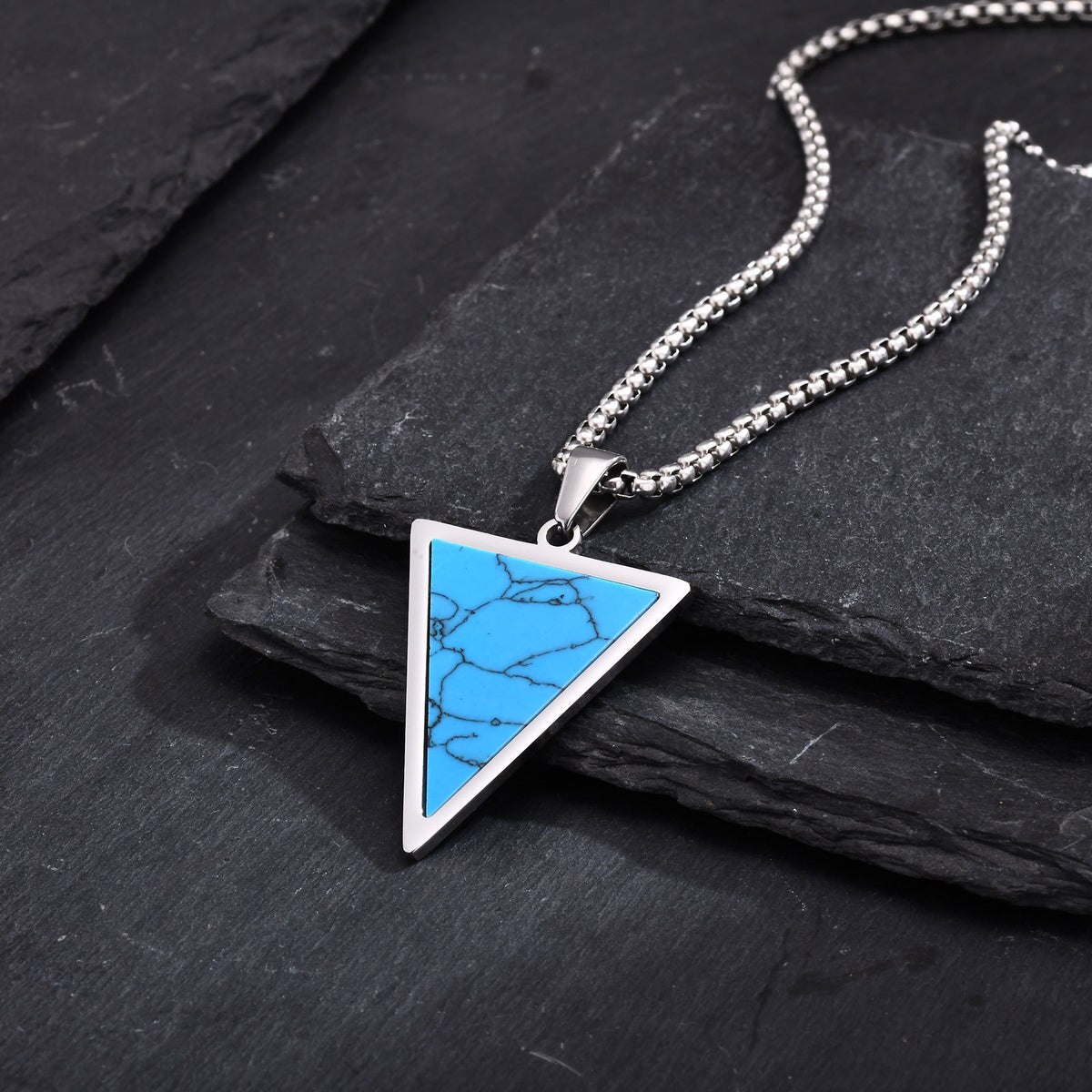 Turquoise Geometric Stainless Steel Necklace for Men