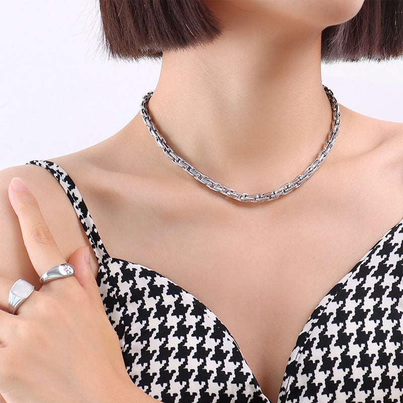 Chic Titanium Steel Necklace with 18k Gold Plating for Women by Planderful Collection