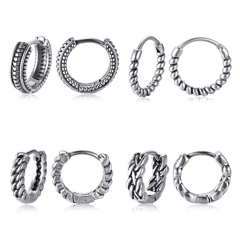Vintage Textured Single Hoop Earring — Four Designs
