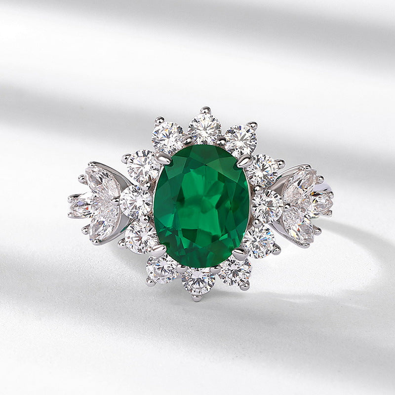 Planderful Classic Lab-Grown Emerald Sterling Silver Ring – Style 3