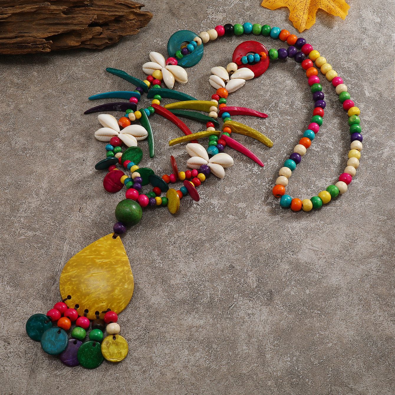 Planderful Savanna Rhythms Necklace – Unique Coconut Shell Woven Design