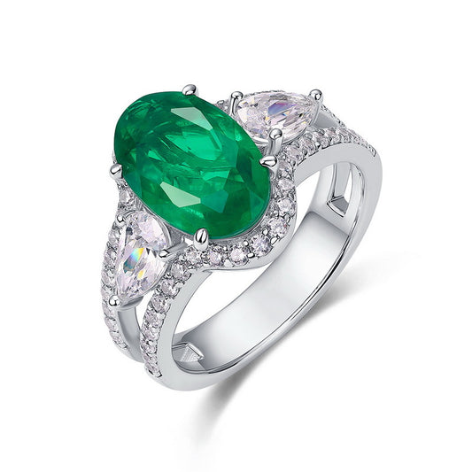 Planderful Vintage Lab-Grown Emerald Sterling Silver Ring – Style 1