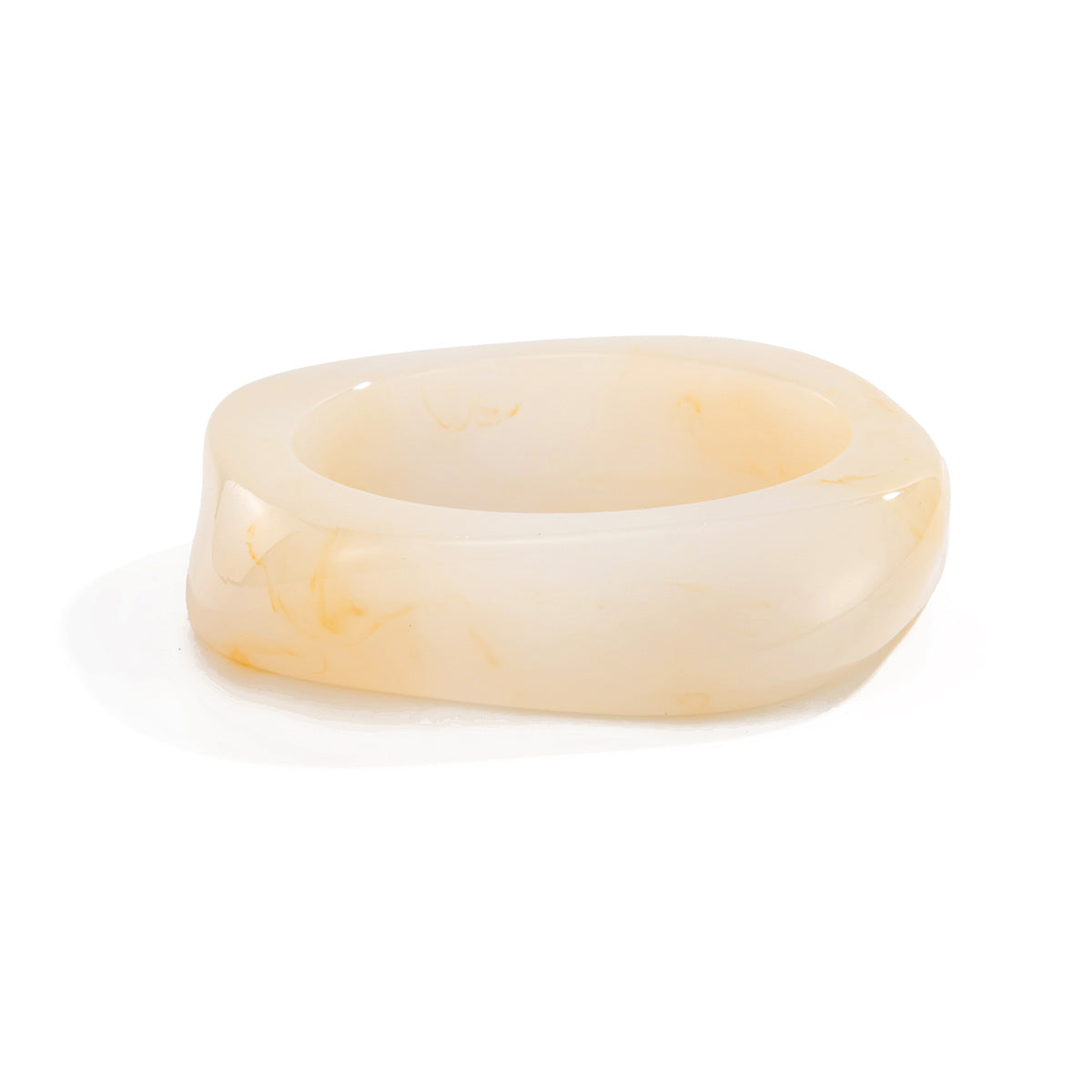Irregular Smudged Resin Wide-Edge Bracelet Mirror Plain Ring Retro Bracelet