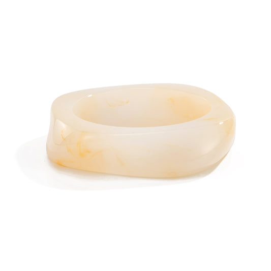 Irregular Smudged Resin Wide-Edge Bracelet Mirror Plain Ring Retro Bracelet