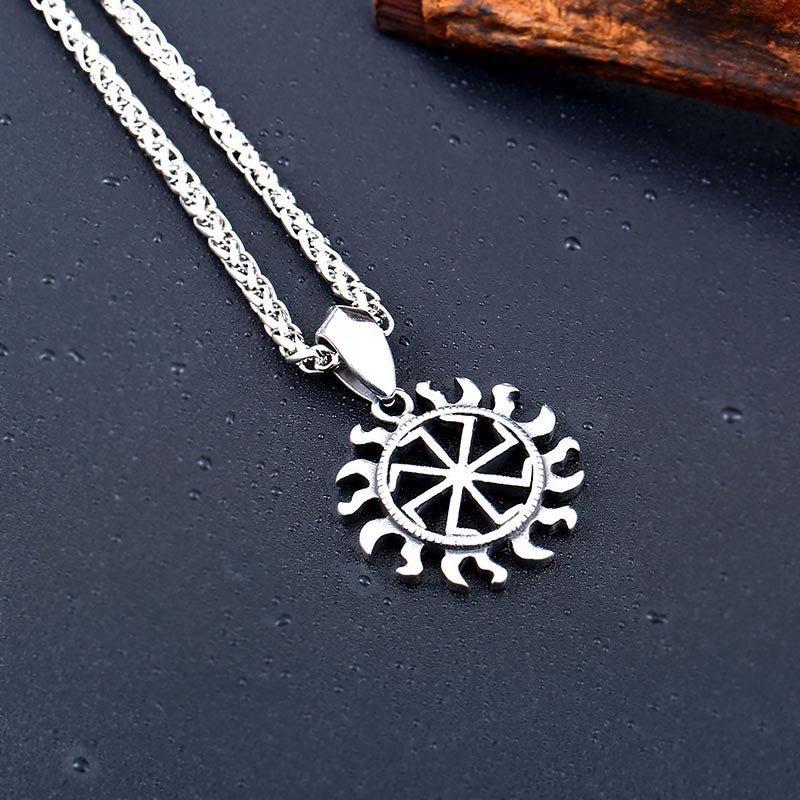 Trendy Men's Hollow Titanium Steel Sun Pendant - Stylish Stainless Steel Jewelry for Every Occasion