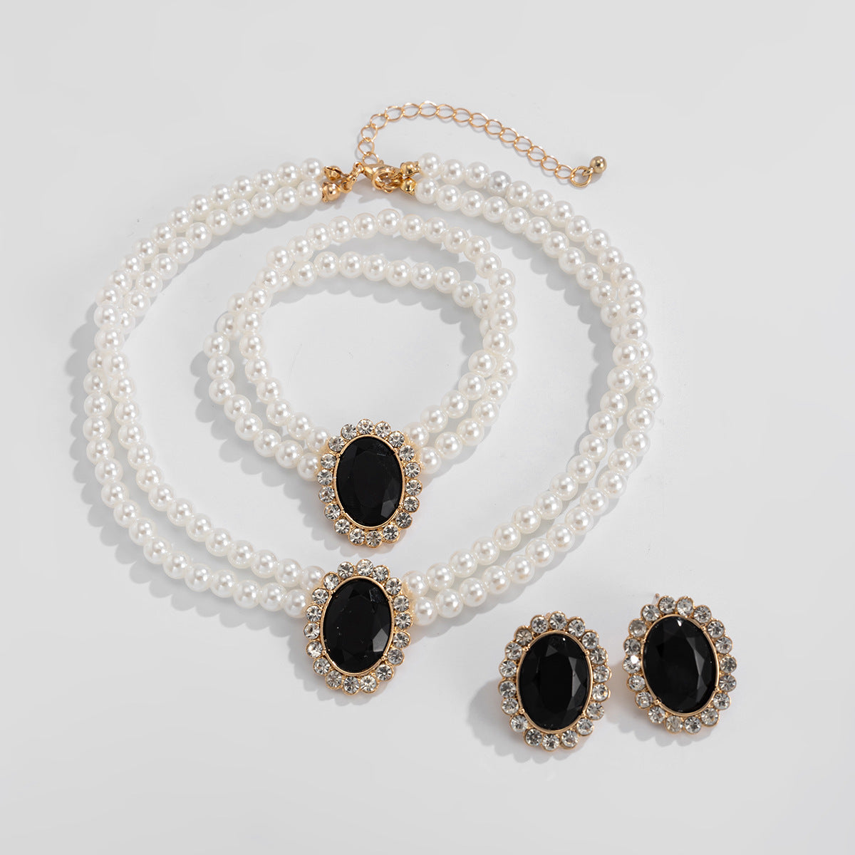 Planderful Vienna Verve Collection – Elegant Retro Pearl and Zircon Jewelry Set