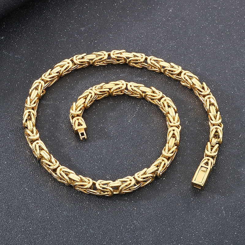 Planderful Men Titanium Steel Necklace Retro Imperial Chain