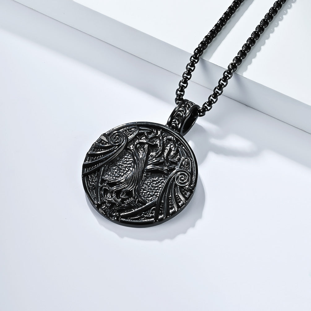 Planderful Personalized Viking Tree of Life Necklace Titanium Steel Unisex Gift for Him or Her Retro Style