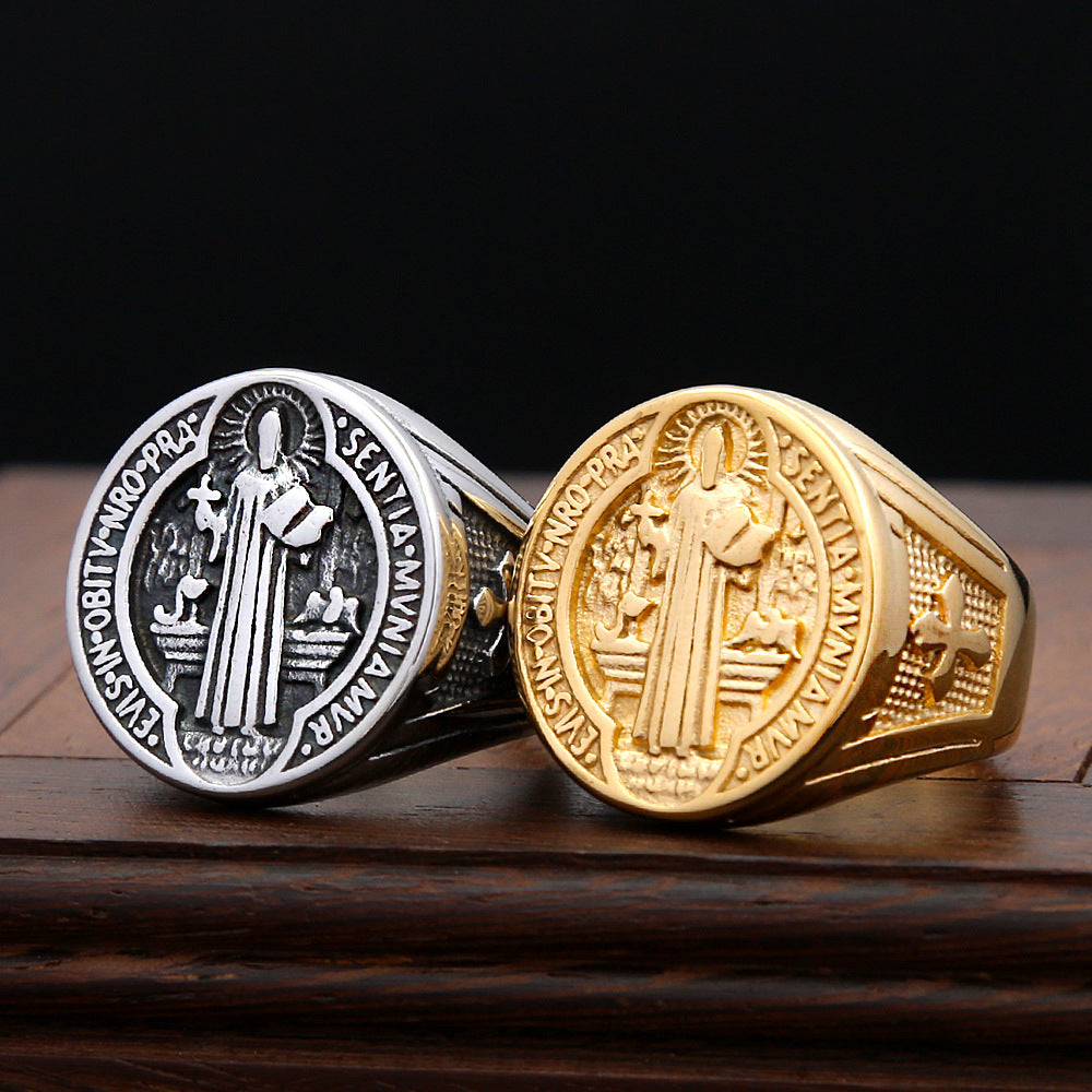 Vintage Cross Stainless Steel Men's Ring