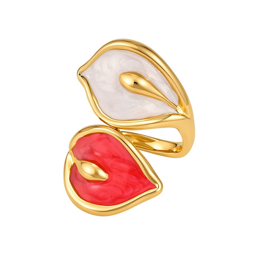 Women's Ring Stainless Steel Drip Glaze Calla Lily Daily Matching Exquisite Cold Wind