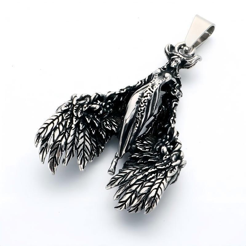 Punk Subculture Mourning Bones Angel Pendant Judgment Angel Stainless Steel Men's Pendant Necklace