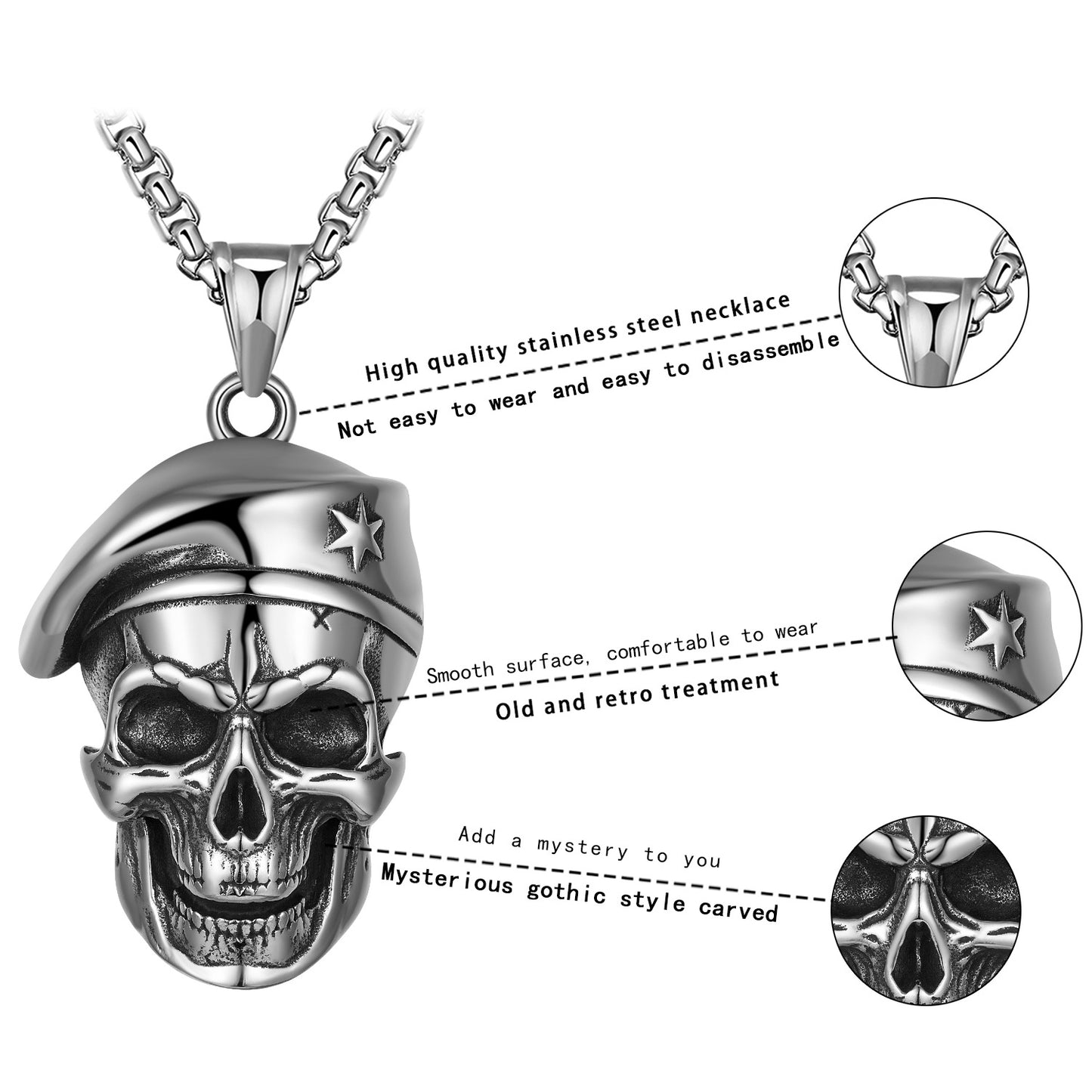 Steel Necklace - Vintage Hip Hop Skull