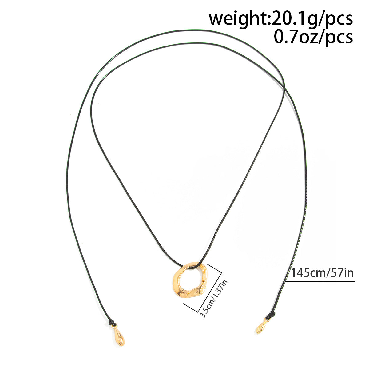 Teardrop & Ring Long Pendant Necklace