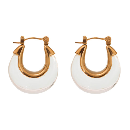 Planderful Moon U Earrings Resin Translucent For Daily Wear