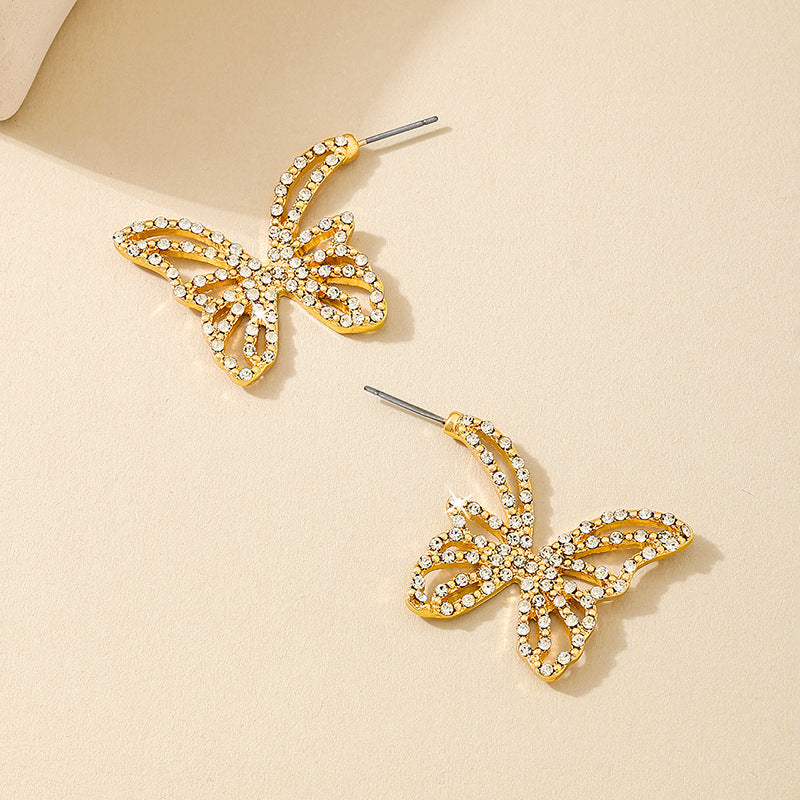 Planderful Vienna Verve Earrings – Exquisite Metal Butterfly Design with Dazzling Zircon