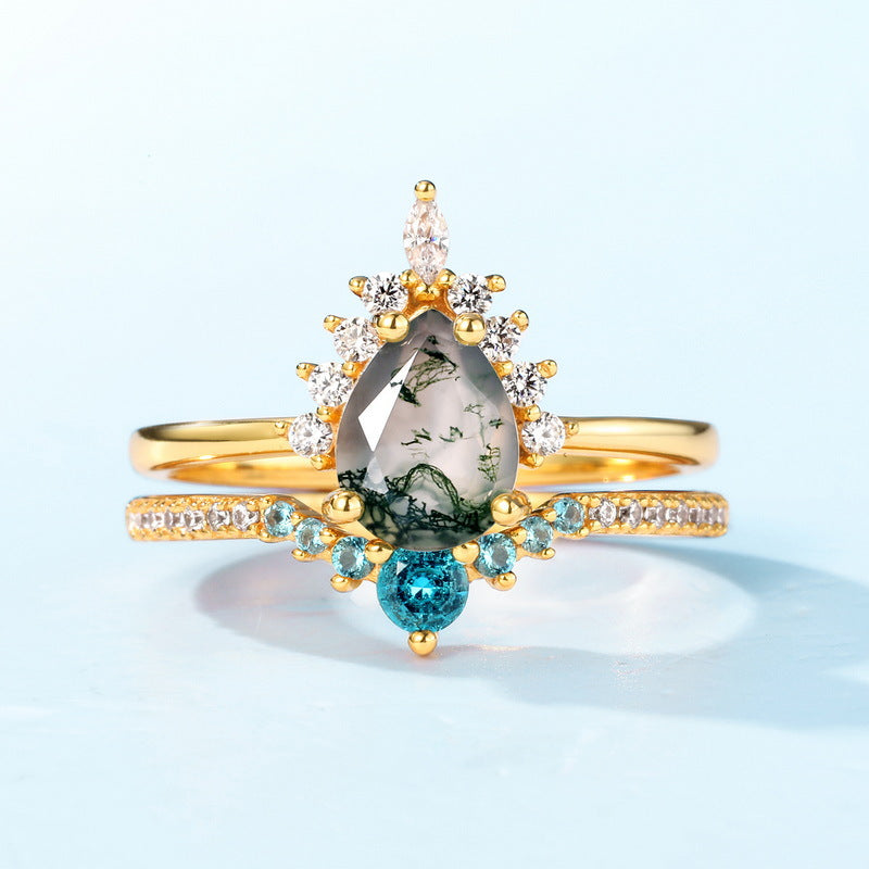 S925 Sterling Silver Moss Agate Signature Ring