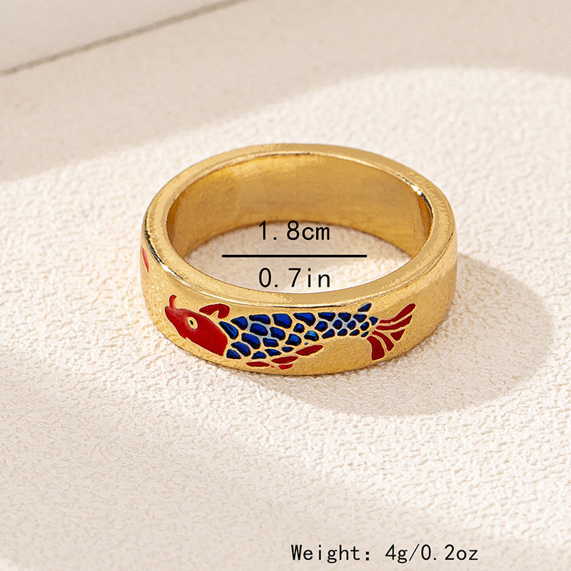 Stylish Red Koi Metal Ring For Women By Planderful