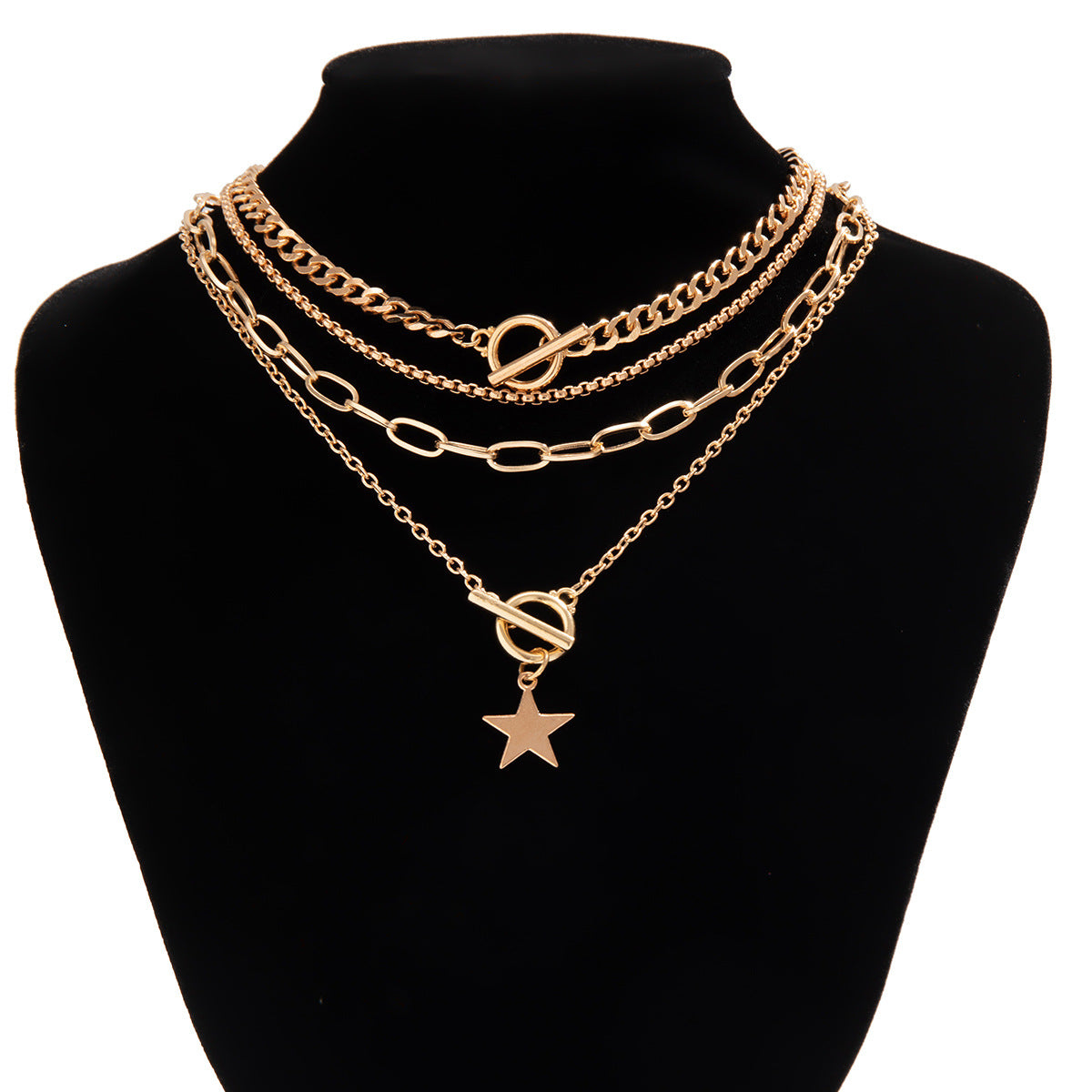 Punk Chain OT Buckle Necklace with European and American Star Pendant