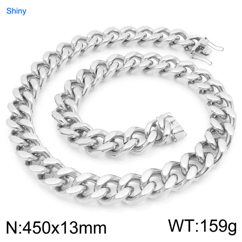 Planderful Titanium Dragon Beard Cuban Chain Necklace Men